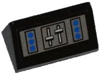 LEGO onderdeel Slope 30 1 x 2 x 2/3 with Blue Buttons and Levers Pattern (Sticker) - Set 7287 85984pb007
