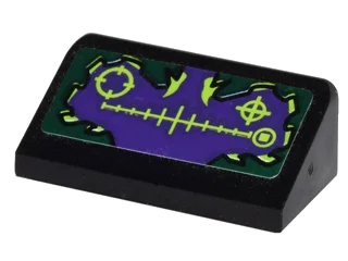 LEGO onderdeel Slope 30 1 x 2 x 2/3 with Targets on Dark Green and Purple Background Pattern (Sticker) - Set 9443 (85984pb010)