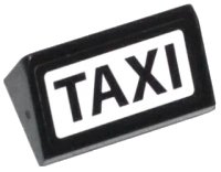 LEGO onderdeel Slope 30 1 x 2 x 2/3 with Black 'TAXI' on White Background Pattern (Sticker) - Set 60050 85984pb054