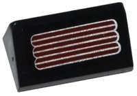 LEGO part Slope 30 1 x 2 x 2/3 with Silver and Dark Red Grille Pattern (Sticker) - Set 70166 85984pb083