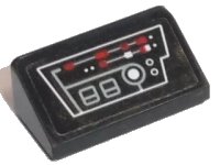 LEGO part Slope 30 1 x 2 x 2/3 with Gray Circuitry and Red and White Buttons Pattern (Sticker) - Set 75190 85984pb179