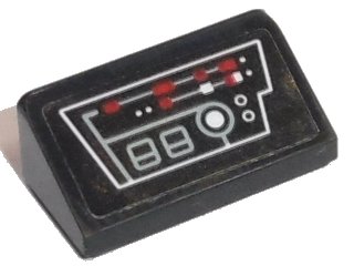 LEGO onderdeel Slope 30 1 x 2 x 2/3 with Gray Circuitry and Red and White Buttons Pattern (Sticker) - Set 75190 (85984pb179)