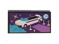LEGO onderdeel Tile 2 x 4 with White Convertible Car and Blue 'TV' Pattern (Sticker) - Set 41101 87079pb0307