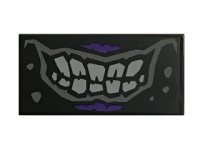 LEGO part Tile 2 x 4 with Mouth with Sinister Smile and Crooked Teeth, Dark Bluish Gray Lips, Light Bluish Gray Teeth Pattern 87079pb0406