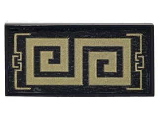 LEGO onderdeel Tile 2 x 4 with Gold Geometric Border and Symbols Pattern (Sticker) - Set 70620 (87079pb0441)