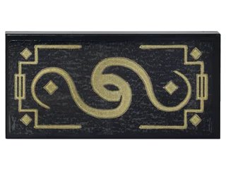 LEGO onderdeel Tile 2 x 4 with Gold Geometric Border with Diamonds and Swirls Pattern (Sticker) - Set 70620 (87079pb0442)
