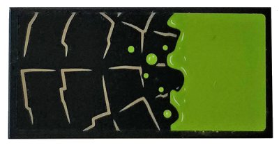 LEGO onderdeel Tile 2 x 4 with Stone Outline and Lime Bubbling Slime Pattern (Sticker) - Set 76056 (87079pb0614)
