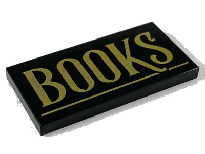 LEGO onderdeel Tile 2 x 4 with Gold 'BOOKS' and Underline Pattern (87079pb0671)