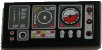 LEGO onderdeel Tile 2 x 4 with Airplane Gauges and Buttons on Black Background Pattern Model Right Side (Sticker) - Set 9396 87079pb0707R