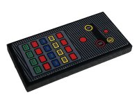 LEGO part Tile 2 x 4 with Control Panel with Yellow Letter E and Blue, Green, Red and Yellow Buttons Pattern (Sticker) - Set 42096 87079pb0743