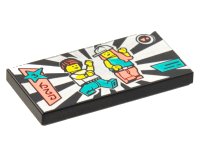 LEGO part Tile 2 x 4 with Dancefloor, Silver Sunburst, 2 Dancers Pattern 87079pb0979