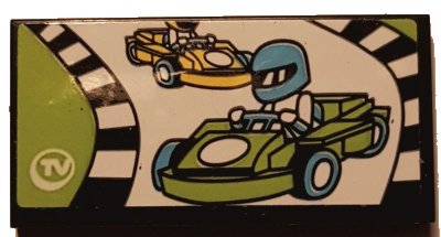 LEGO onderdeel Tile 2 x 4 with Race in TV Pattern (Sticker) - Set 41352 (87079pb1031)