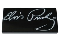 LEGO part Tile 2 x 4 with 'Elvis Presley' Signature and 'TM' Pattern 87079pb1137