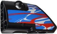LEGO part Technic, Panel Fairing # 1 Small Smooth Short, Side A with Red and White Swirls on Blue Pattern (Sticker) - Set 42010 87080pb005