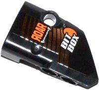 LEGO onderdeel Technic, Panel Fairing # 1 Small Smooth Short, Side A with 'ROAR EXHAUSTS', 'BIT BOX' and Chrome Silver Stripes Pattern (Sticker) - Set 42026 87080pb011
