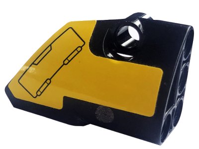 LEGO part Technic, Panel Fairing # 2 Small Smooth Short, Side B with Hatch with Handle and Hinges on Yellow Background Pattern (Sticker) - Set 42094 (87086pb078)