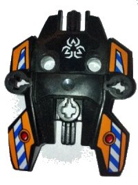 LEGO onderdeel Hero Factory Shield, Type 1 with Rotor and Blue and White Danger Stripes on Orange Background Pattern (Stickers) - Set 7162 87820pb02