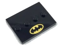 LEGO onderdeel Tile, Modified 3 x 4 with 4 Studs in Center with Batman Logo Pattern 88646pb010