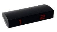 LEGO onderdeel Slope, Curved 2 x 4 x 2/3 with Bottom Tubes with Red Number 1 and 2 Pattern 88930pb123