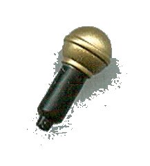 LEGO onderdeel Minifigure, Utensil Microphone with Gold Top Full Screen Pattern (90370pb02)