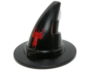 LEGO onderdeel Minifigure, Headgear Hat, Wizard / Witch, Slightly Textured with Red Dragon Head Pattern (90460pb01)