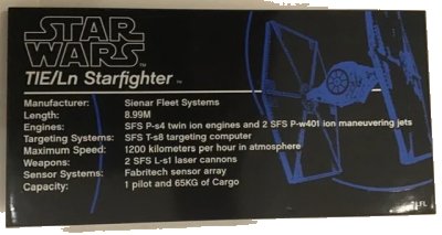 LEGO onderdeel Tile 8 x 16 with Bottom Tubes, Textured Surface with TIE/Ln Starfighter Pattern (Sticker) - Set 75095 (90498pb15)