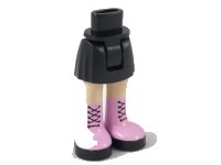 LEGO onderdeel Mini Doll Hips and Skirt, Light Nougat Legs and Long Bright Pink Boots with Black Laces and Soles Pattern - Thick Hinge 92252c00pb023