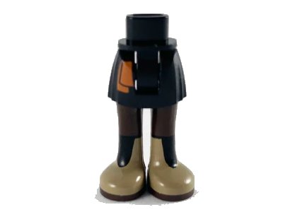 LEGO onderdeel Mini Doll Hips and Skirt, Dark Orange Sash, Dark Brown Legs and Dark Tan Boots Pattern - Thick Hinge (92252c00pb032)