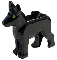 LEGO part Dog, Alsatian / German Shepherd with Yellow Eyes and Light Bluish Gray Eyebrows and Fur Pattern (HP Padfoot / The Grim) 92586pb06