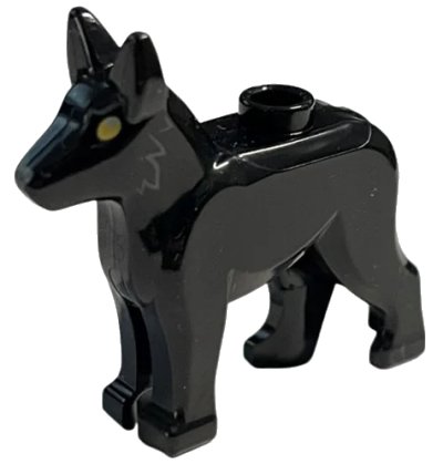 LEGO onderdeel Dog, Alsatian / German Shepherd with Yellow Eyes and Light Bluish Gray Eyebrows and Fur Pattern (HP Padfoot / The Grim) (92586pb06)