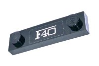 LEGO part Plate, Modified 1 x 4 with 2 Studs without Groove with White 'F40' Pattern (Sticker) - Set 75890 92593pb047