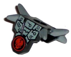 LEGO onderdeel Minifigure Armor Breastplate with Shoulder Spikes Gray and Ninjago Cracked Red Skull Pattern (93056pb01)