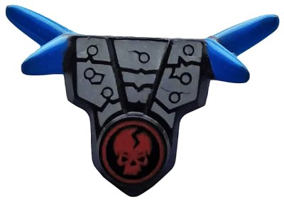 LEGO onderdeel Minifigure Armor Breastplate with Shoulder Spikes Blue and Ninjago Cracked Red Skull Pattern (93056pb02)