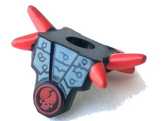 LEGO onderdeel Minifigure Armor Breastplate with Shoulder Spikes Red and Ninjago Cracked Red Skull Pattern (93056pb04)