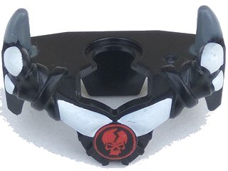 LEGO onderdeel Minifigure Armor Breastplate with Shoulder Spikes Gray Up and Ninjago Cracked Red Skull Pattern (93057pb01)
