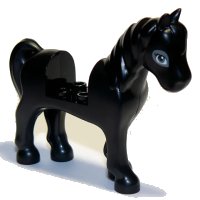 LEGO part Horse with 2 x 2 Cutout with Dark Bluish Gray Eyes and Dark Bluish Gray Outline Around Eyes Pattern 93083c01pb11