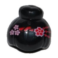 LEGO part Minifigure, Hair Female with Top Knot Bun and Red and Pink Flowers Pattern 93217pb01