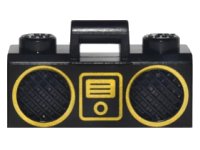 LEGO part Minifigure, Utensil Radio Boom Box with Bar Handle with Gold Digital Music Player and Rimmed Speakers Pattern 93221pb04