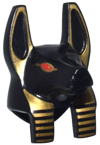 LEGO onderdeel Minifigure, Head, Modified Anubis Guard Head with Gold Markings and Red Eyes Pattern (93248pb01)