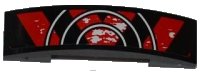 LEGO part Slope, Curved 4 x 1 x 2/3 Double with Red and Black Danger Stripes and 3 White Half Circles Pattern (Sticker) - Set 9092 93273pb017