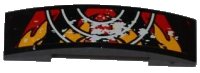 LEGO part Slope, Curved 4 x 1 x 2/3 Double with Red and Black Danger Stripes, 3 White Half Circles and Flames Pattern (Sticker) - Set 9092 93273pb018