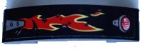 LEGO onderdeel Slope, Curved 4 x 1 x 2/3 Double with Taillight, Bright Light Yellow and Red Flames Pattern Model Right Side (Sticker) - Set 70421 93273pb188R