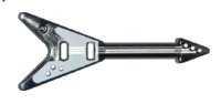 LEGO part Minifigure, Utensil Musical Instrument, Guitar Electric 'Flying V' with White Pickguard Pattern 93564pb01