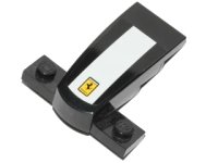 LEGO part Wedge 4 x 2 x 1 1/3 with 1 x 4 Base with Ferrari Logo on White Stripe Pattern (Sticker) - Set 30195 93589pb006