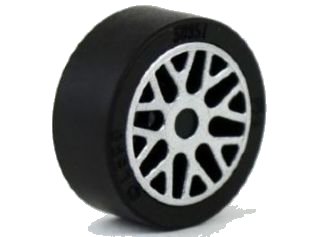 LEGO onderdeel Wheel 11mm D. x 6mm with 8 'Y' Spokes with Silver Outline Pattern with Black Tire 14mm D. x 6mm Solid Smooth (93595pb02 / 50945) (93595pb02c01)
