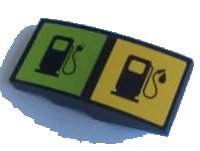 LEGO onderdeel Slope, Curved 4 x 2 with Electric Charging Point and Gas / Fuel Pump Pattern (Sticker) - Set 60132 93606pb127