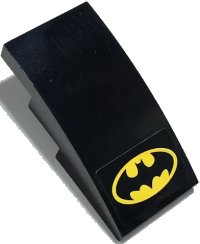 LEGO onderdeel Slope, Curved 4 x 2 with Yellow Batman Logo Pattern (Sticker) - Set 76034 93606pb138