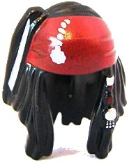 LEGO onderdeel Minifigure, Hair Dreadlocks with Beads and Dark Red Bandana Pattern (95221pb01)