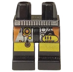 LEGO onderdeel Hips and Legs with Space UFO Gold Circuitry and Silver Belt Pattern (970c00pb0021)