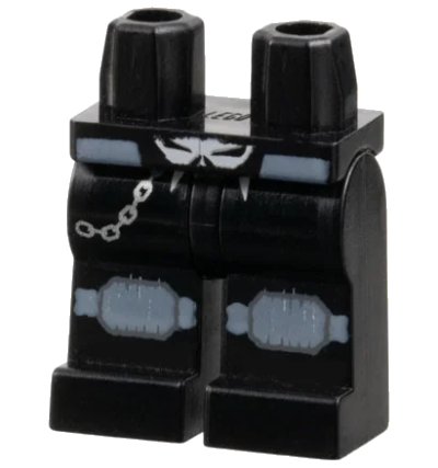 LEGO onderdeel Hips and Legs with Light Bluish Gray Belt and Knee Pads, White Skull Buckle, Silver Chain Pattern (970c00pb0046)